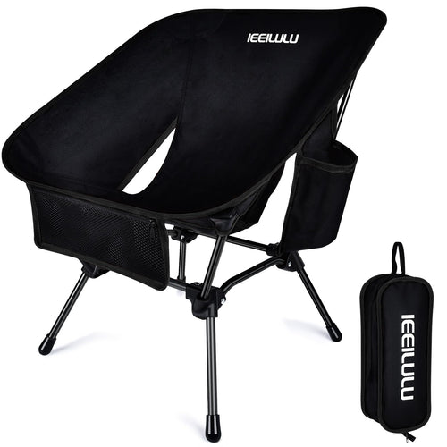 JONRRYIN Portable Camping Chairs Lightweight Backpacking Chair Folding Camping Chair Beach Chairs for Adults Ultralight Backpacking Chair for Outdoor Camping Travel Beach Picnic (1 Black)