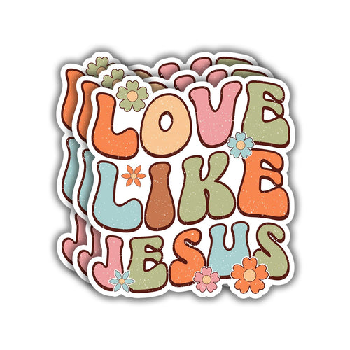 (3pcs) Love Like Jesus Christian Stickers Jesus Christian Inspirational Saying Quote Decals for Water Bottles Laptops Phones Kindles Car Hard Hat - Size 3x2.7