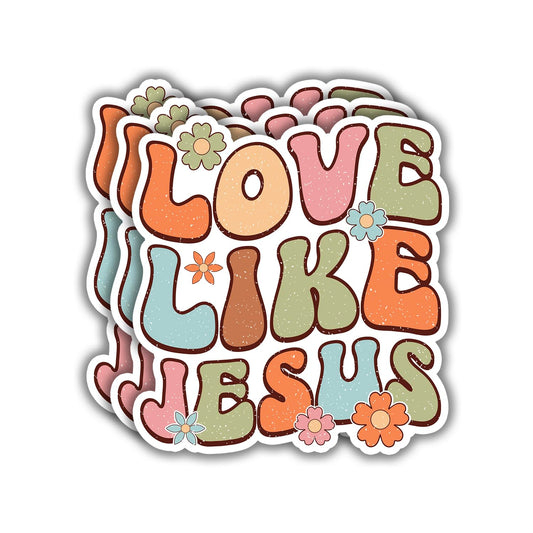 (3pcs) Love Like Jesus Christian Stickers Jesus Christian Inspirational Saying Quote Decals for Water Bottles Laptops Phones Kindles Car Hard Hat - Size 3x2.7